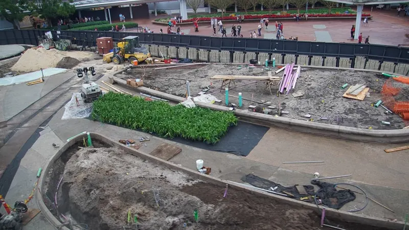 Center of Epcot Entrance plaza Construction Update December 2019