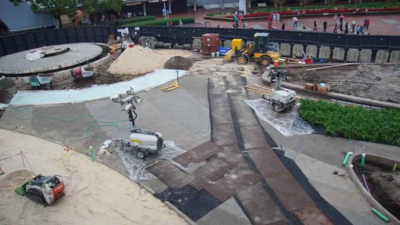 new paving in Epcot Entrance plaza Construction Update December 2019