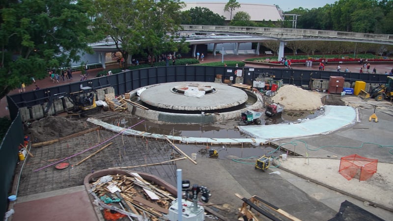 around the Fountain at Epcot Entrance Construction Update December 2019