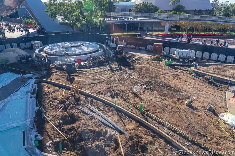 in front of the fountain at Epcot Entrance Construction Updates December 2019