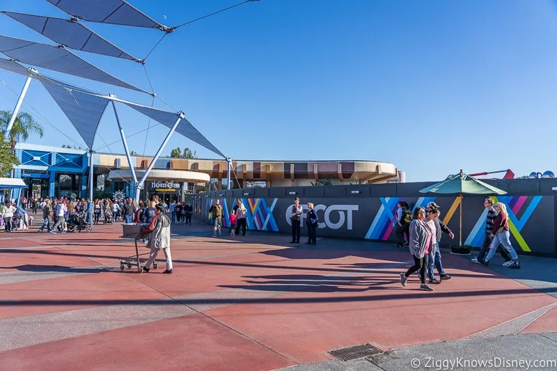 Construction walls in Epcot Future World December 2019