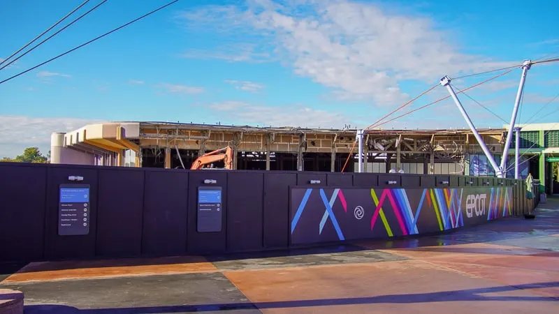 construction walls up in Epcot Future World December 2019