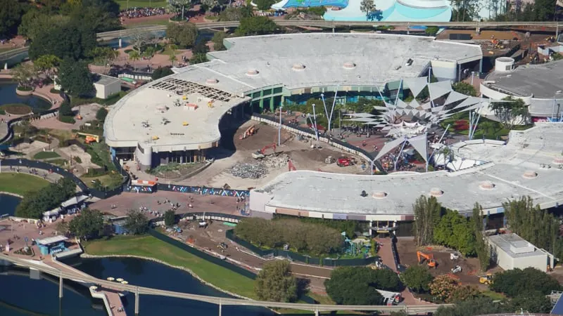 Aerial of Epcot Future World Innoventions demolition