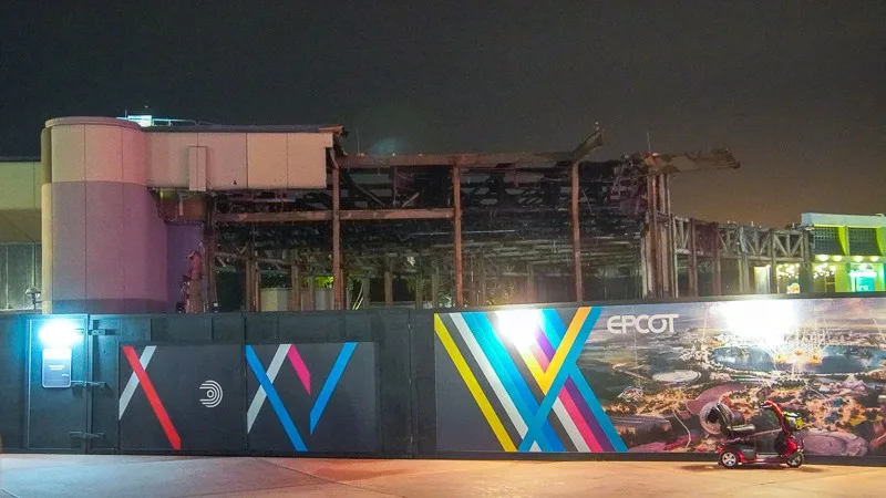 Innoventions Demolition at night in Epcot Future World