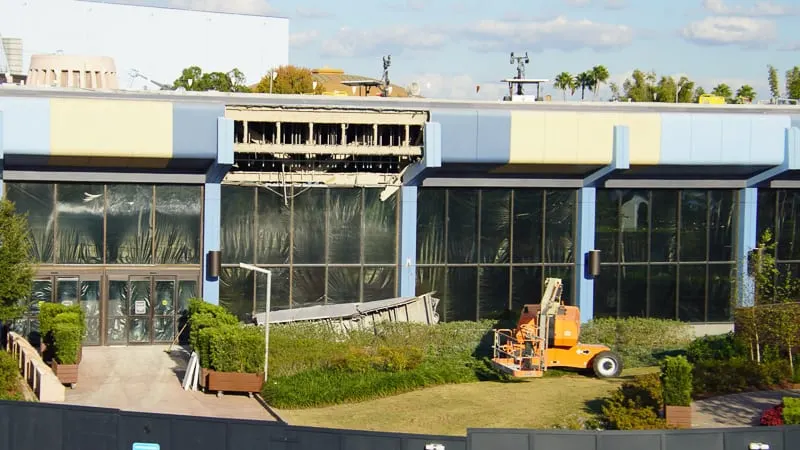 back of Innoventions during demolition Epcot Future World Construction Update December 2019
