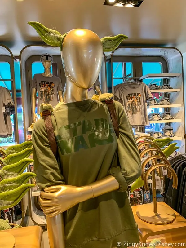 New Yoda ears and shirt merchandise display in Hollywood Studios