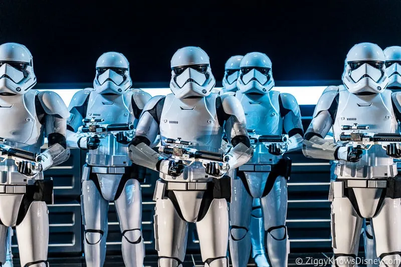 Star Wars: Rise of the Resistance stormtroopers in row