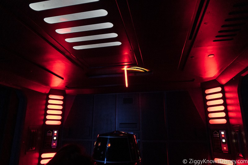 Star Wars: Rise of the Resistance lightsaber in ceiling