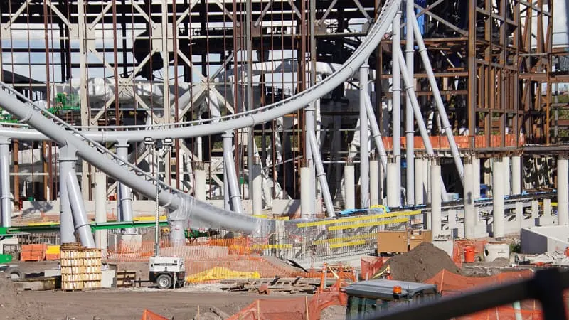 Track launch for Tron Coaster into exterior area December 2019