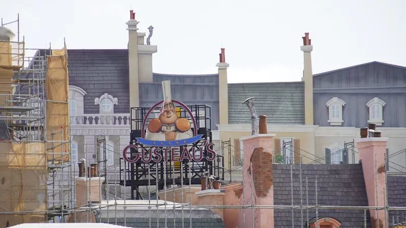 new Gusteau's restaurant sign France pavilion construction update January 2020