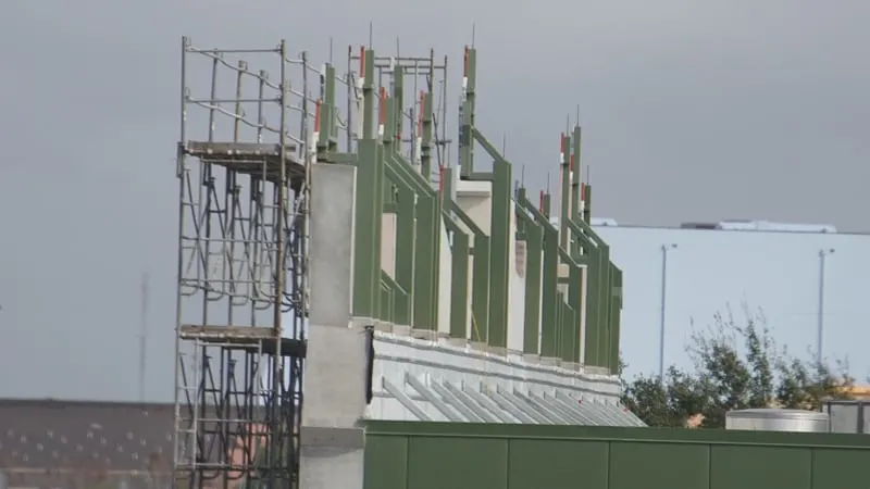 The backdrop in back of France pavilion construction update January 2020