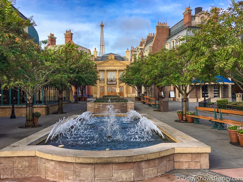 fountain in France pavilion Epcot