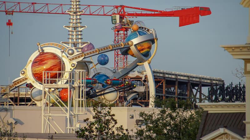 TRON Coaster Construction Update January 2020 show building from train station
