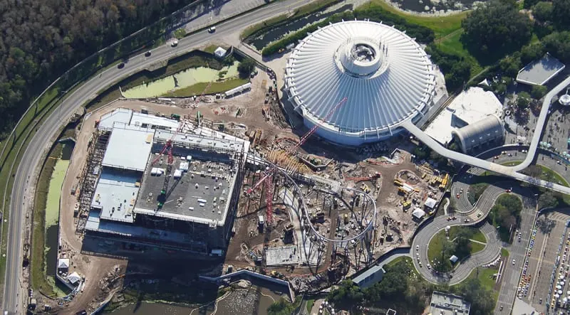 overhead view of TRON Coaster Construction Update January 2020