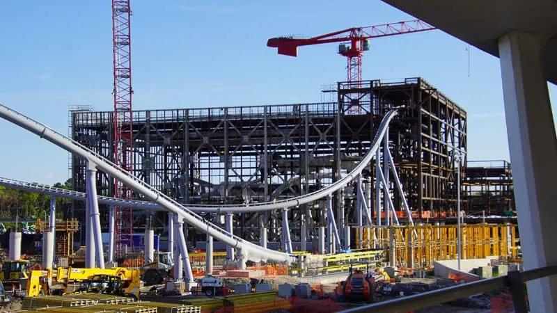 TRON Coaster Construction Update January 2020 track and show building