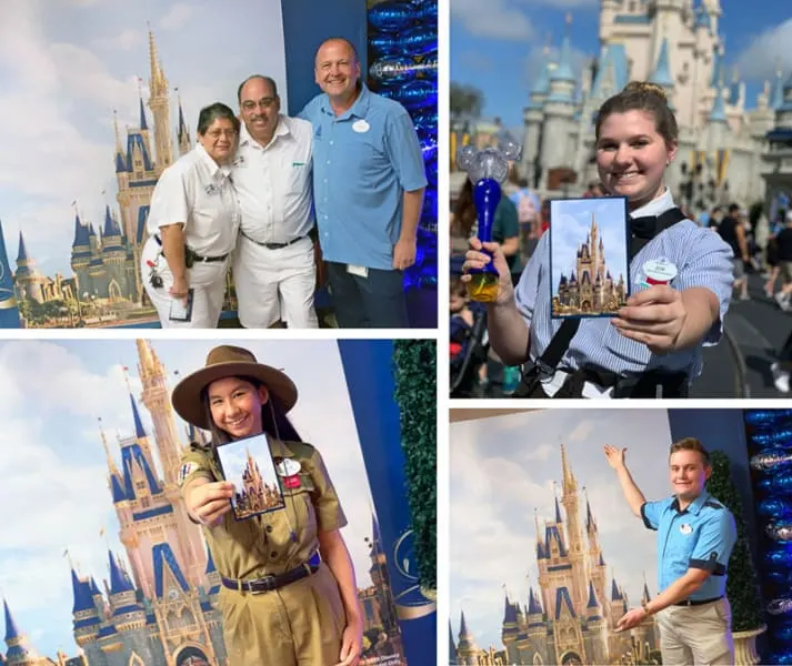 cast members with Cinderella Castle Disney's Magic Kingdom concept art