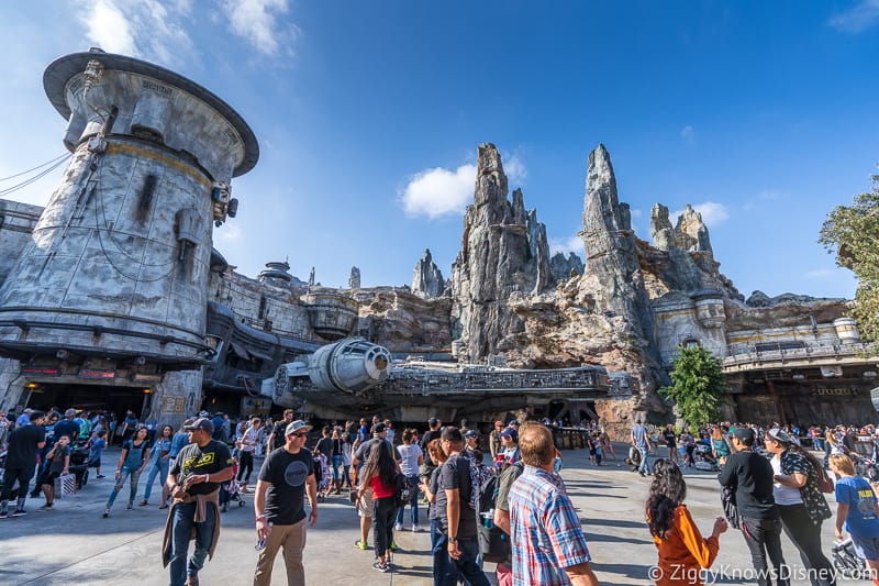 looking at the Millennium Falcon in Star Wars: Galaxy's Edge