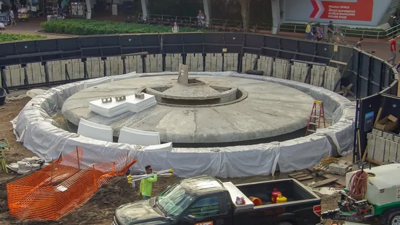 Epcot Entrance Construction Updates February 2020 fountain