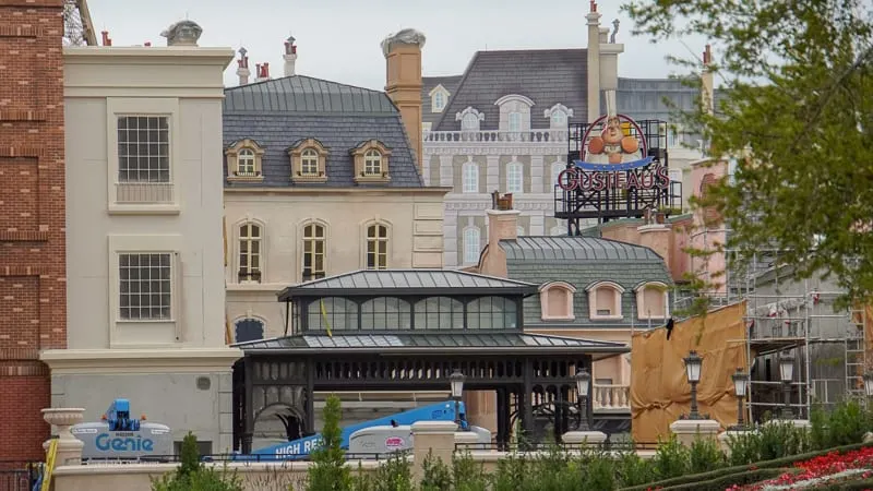 France pavilion construction update February 2020 view of the Ratatouille queue and buildings