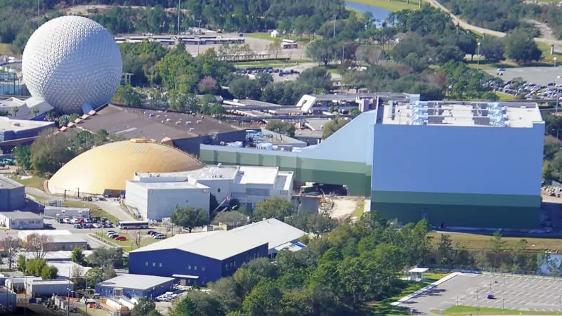 aerial view of Guardians of the Galaxy Roller Coaster construction update February 2020