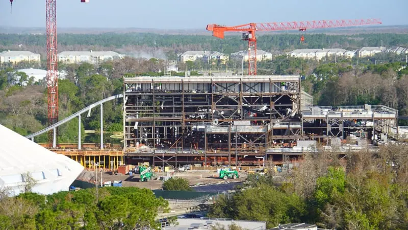 Tron Roller Coaster construction update February 2020 show building from a far