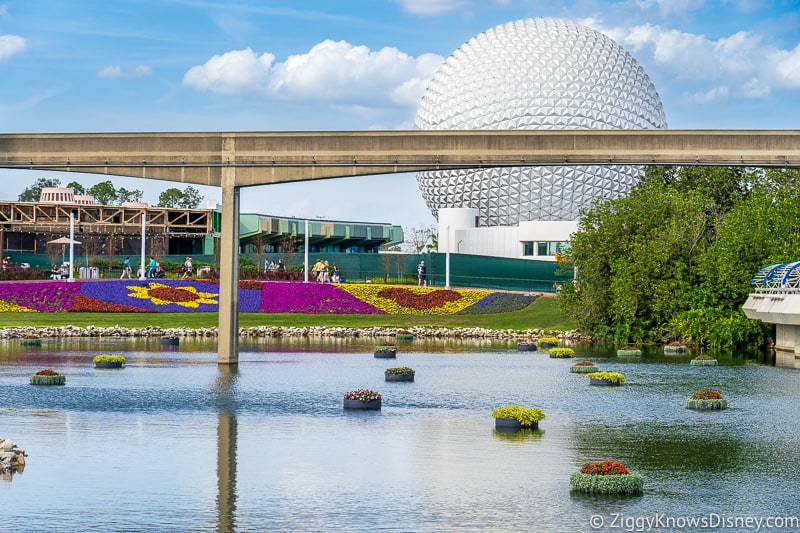 Epcot during Flower and Garden Festival Spaceship Earth