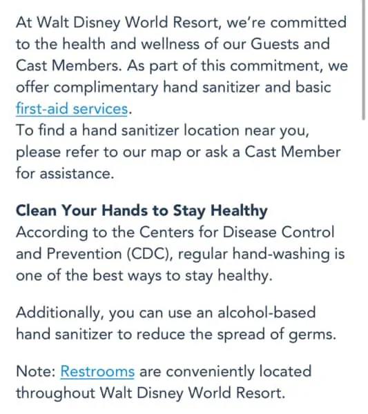 My Disney Experience Hand Sanitizing Info Disney World 6