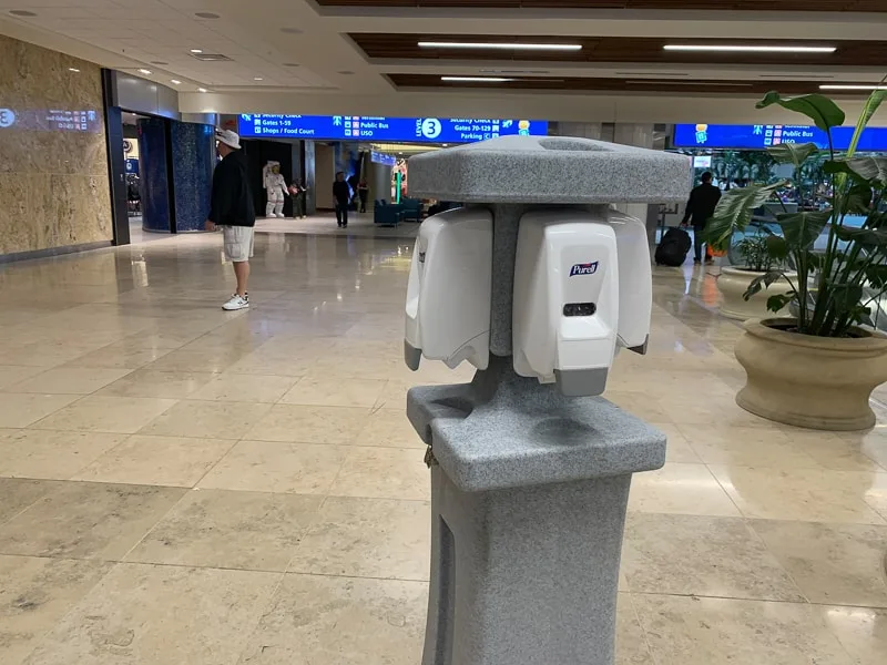 hand sanitizer in Orlando International Airport for coronavirus