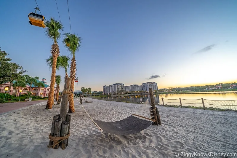 Disney Skyliner Gondolas Caribbean Beach Beach sunset