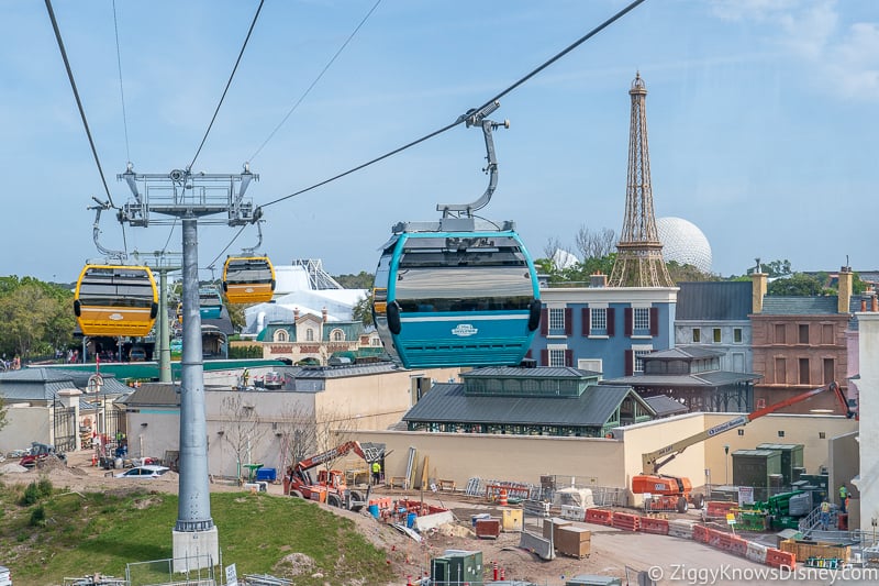 Disney Skyliner over France Pavilion Epcot
