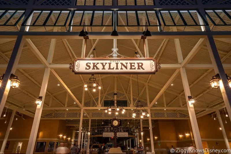 Disney Skyliner Sign at night central station