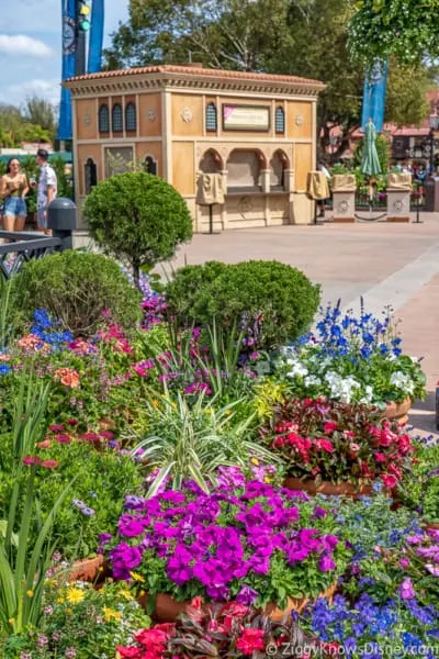 Italy pavilion with flowers Epcot Flower and Garden Festival