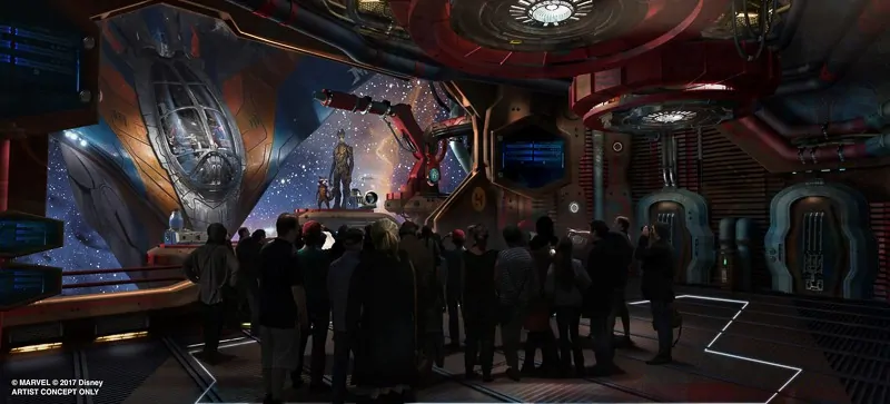 Guardians of the Galaxy: Cosmic Rewind concept art with Groot and Rocket