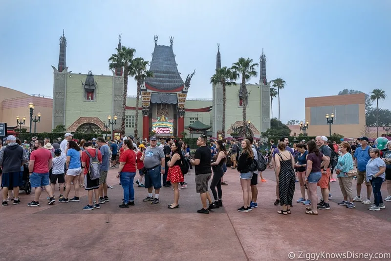 guests lined up for Mickey and Minnie's Runaway Railway