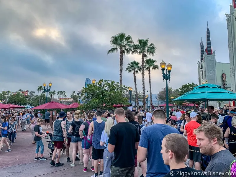 Mickey and Minnie's Runaway Railway ride queue outside