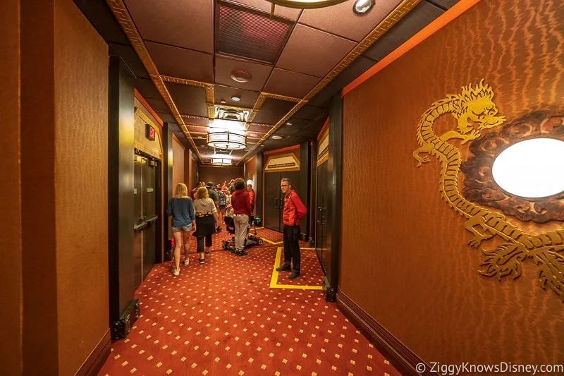 waiting in the hallway of Mickey and Minnie's Runaway Railway