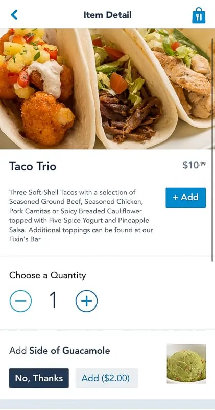 Disney Mobile Order Add food Screenshot