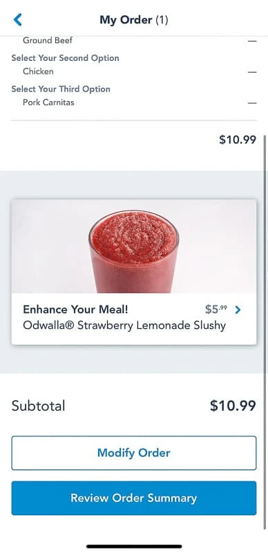 Disney Mobile Order Strawberry Slushy Screenshot