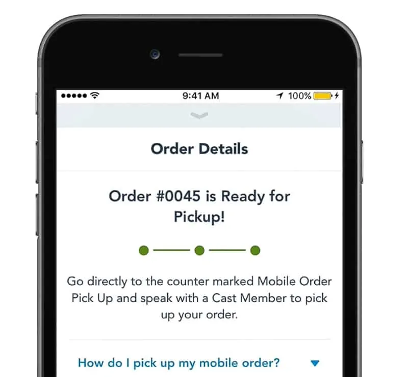 Disney Mobile Order ready for pick-up