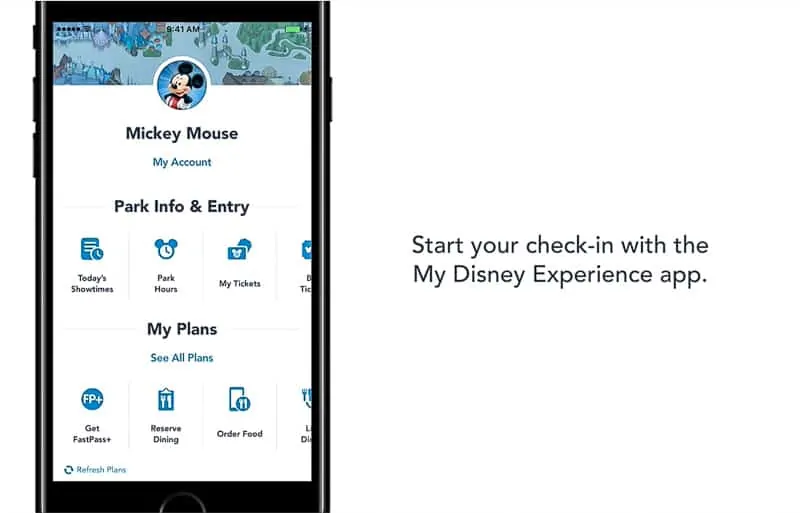 start Disney World Online Check-In Service in My Disney Experience