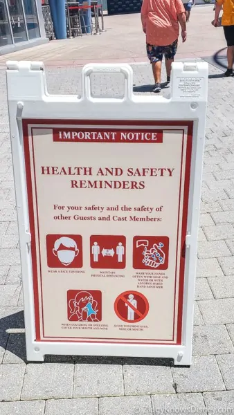 health and safety sign Disney Springs