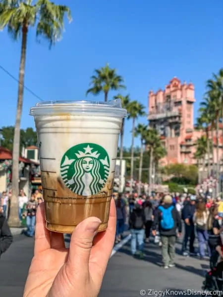 Starbucks coffee in front of Tower of Terror