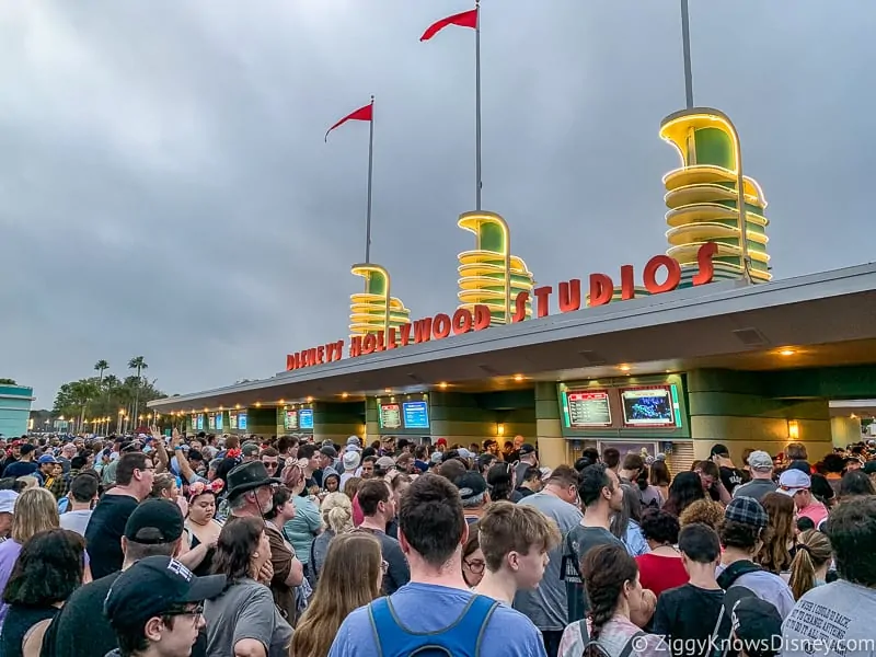 outside Hollywood Studios waiting for Virtual Queue