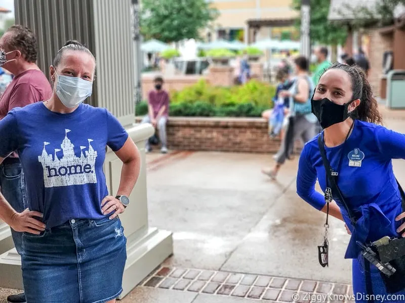 Guests in Disney World wearing face masks