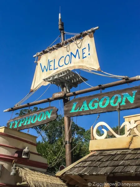 Typhoon Lagoon welcome sign at entrance
