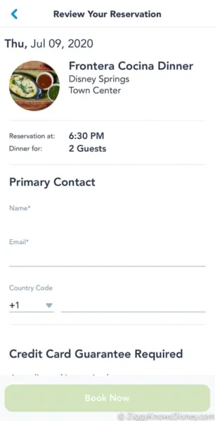 insert primary contact disney dining reservations My Disney Experience