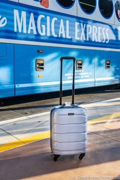 suitcase in front of Disney's Magical Express