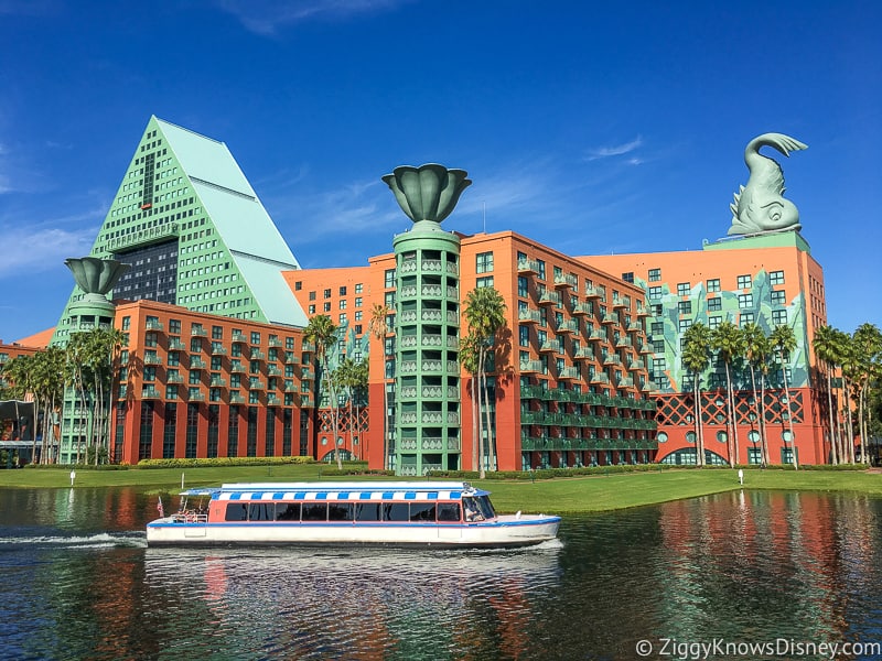 Disney World Dolphin hotel from the water