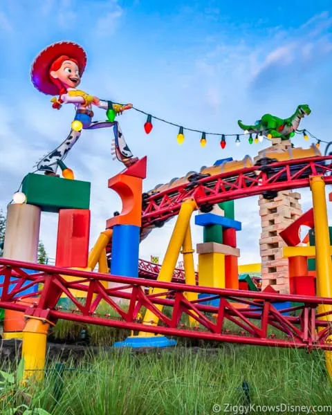 Jessie and Rex on Slinky Dog Dash Toy Story Land