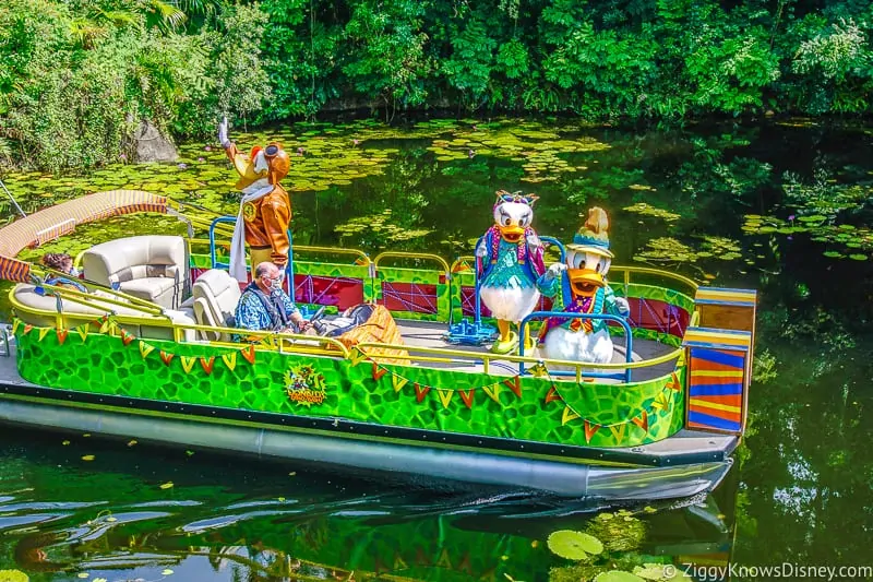 Donald Duck with Daisy and Launchpad McQuack Animal Kingdom Donald’s Dino Boat Bash